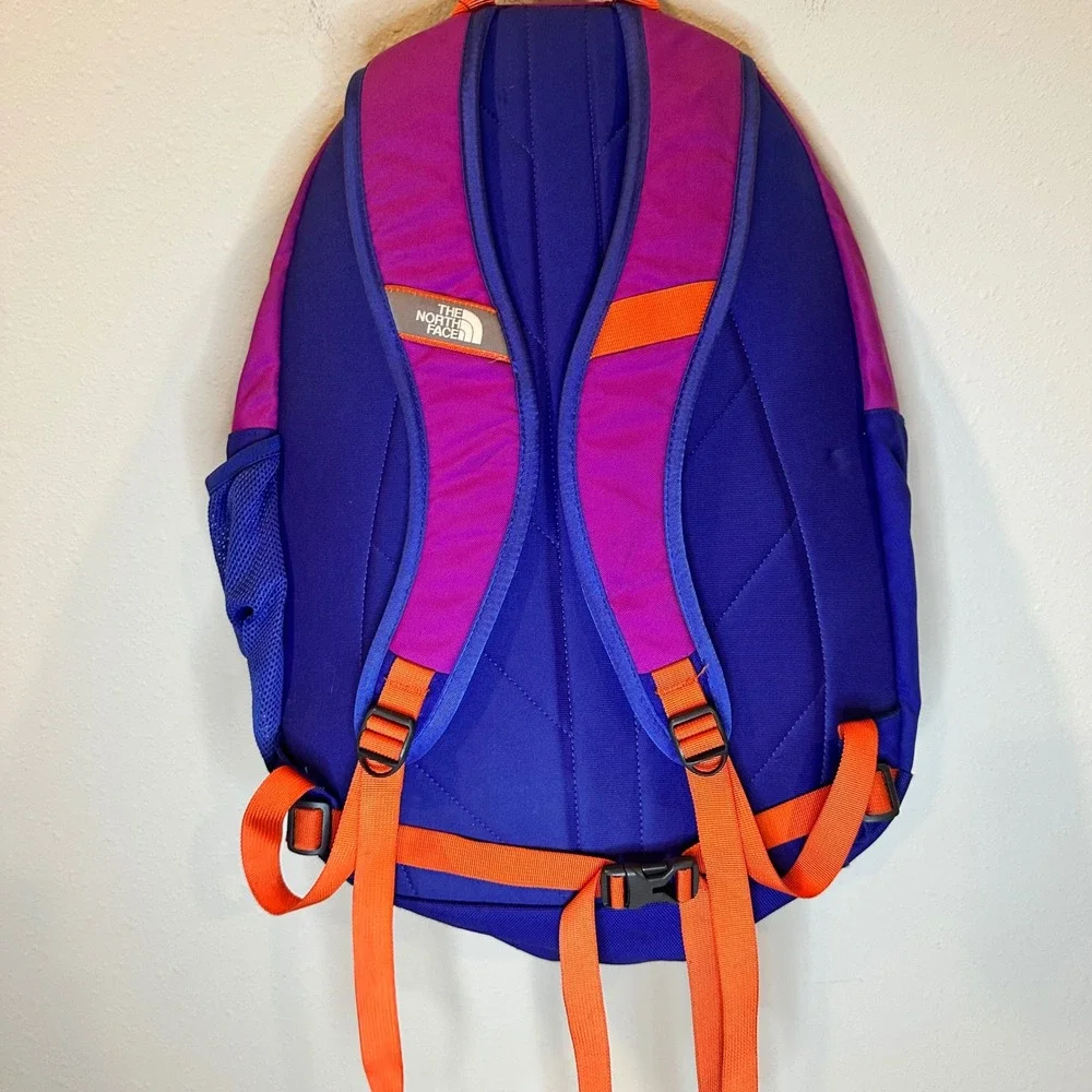 The North Face Wasatch Backpack Kid Purple Blue Logo Hiking School Sporty Travel - Picture 8 of 12